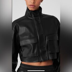 ALO Yoga Power Hour Faux Leather Jacket- SZ Large